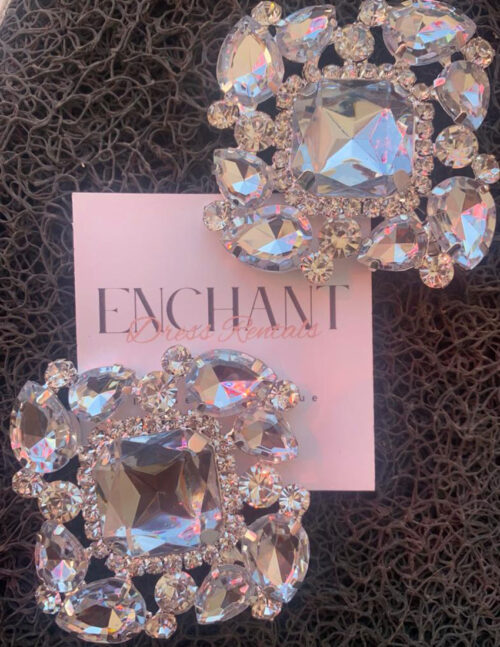 Aretes imitacion cristal, forma cuadrada