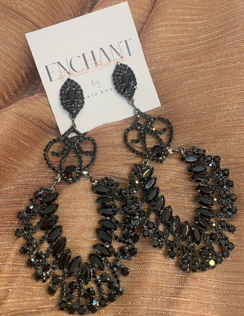 Aretes colgantes alta gama en cristal color negro