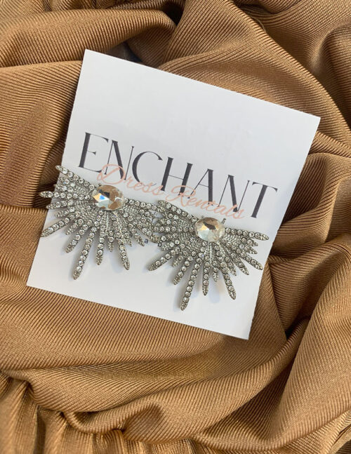 Aretes diseño medio círculo con imitación diamantes, alta gama