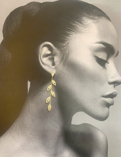 Aretes imitación diamantes en forma de hojas