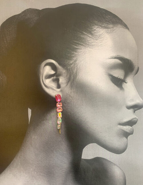 Aretes imitación diamantes cuadrados, colores degradado
