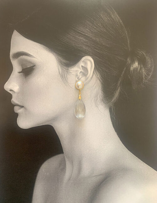 Aretes grandes, imitación perla con cuenta de acrilico, alta gama