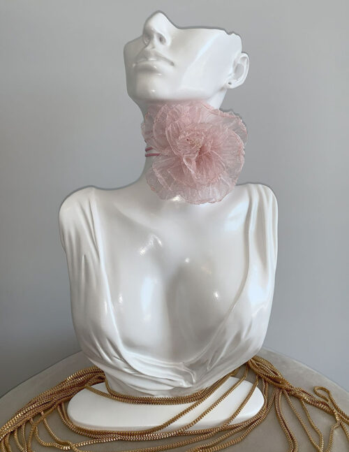Flor de organza color palo de rosa