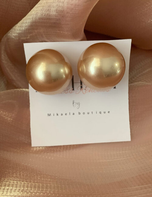 Aretes clásicos, media luna con perla de imitación color beige