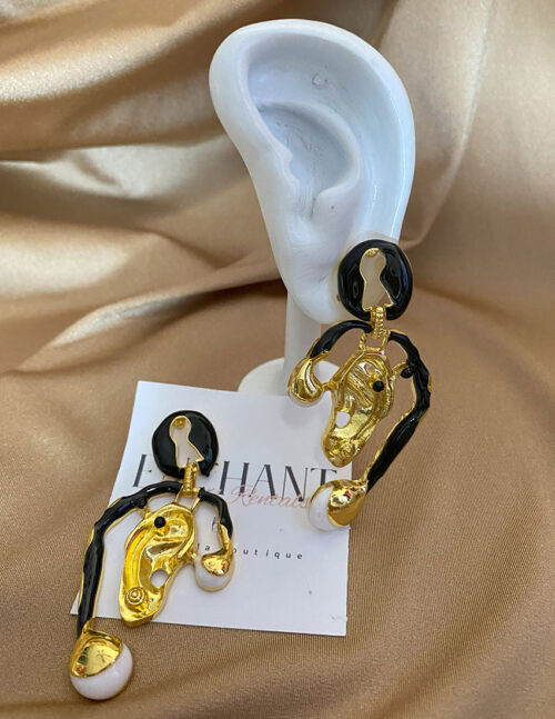 Aretes negro/dorado dupe schiaparelli