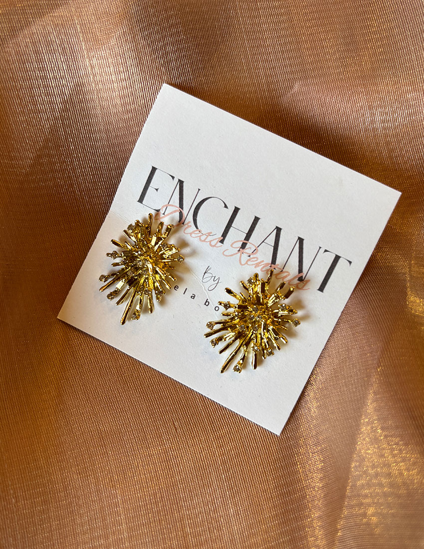 Aretes diseño fuegos artificiales con incrustacion de circonita