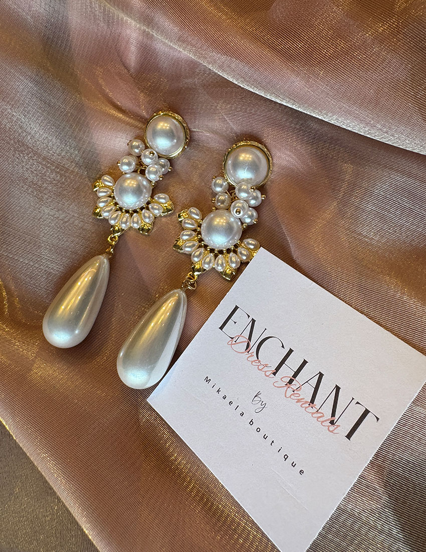 Aretes largos, alta gama, imitacion perla diseño gota