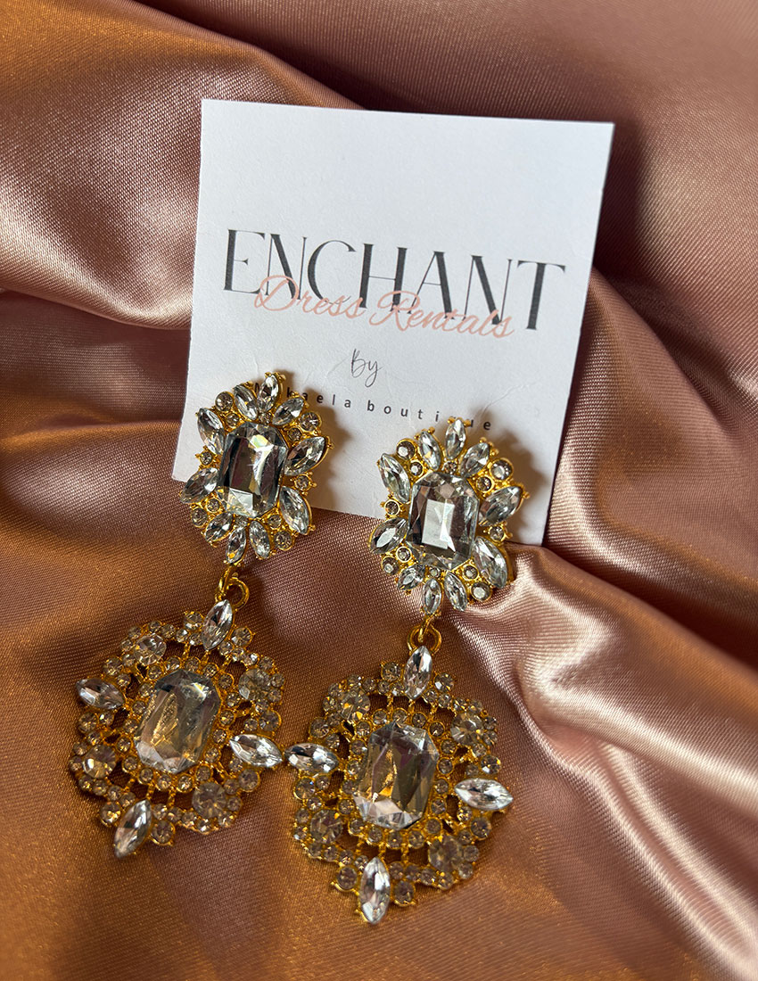 Aretes largos, aleacion de zinc, diseño de diamante de imitacion color light yellow